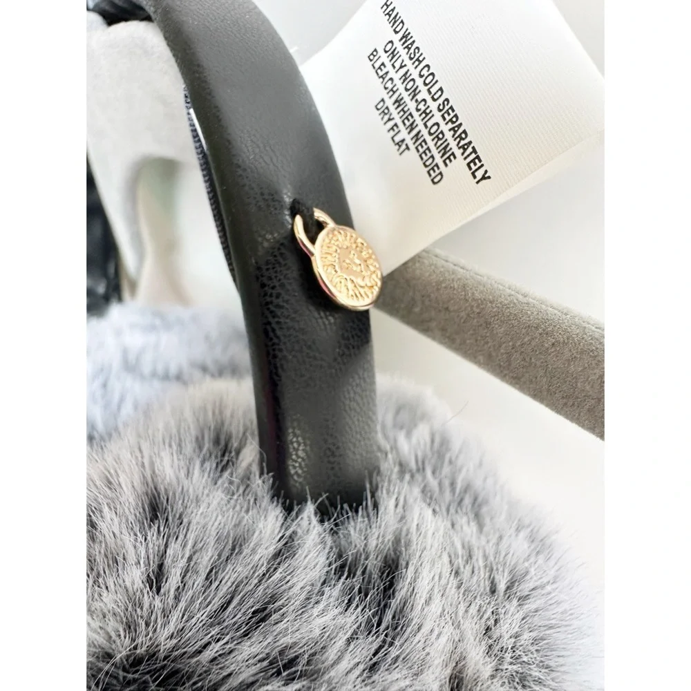 NWT Puff Ball Ear Muffs Anne Klein Gray Faux Fur One Size